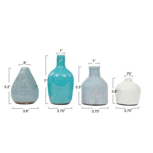 Blue Ivory Terracotta Vases Measurements