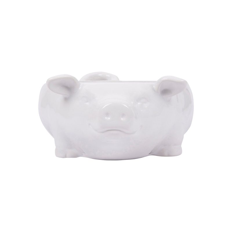 DA1000 White Ceramic Pig Shaped Bowl Front