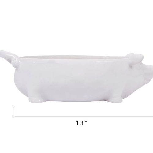 DA1000 White Ceramic Pig Shaped Bowl Measurements