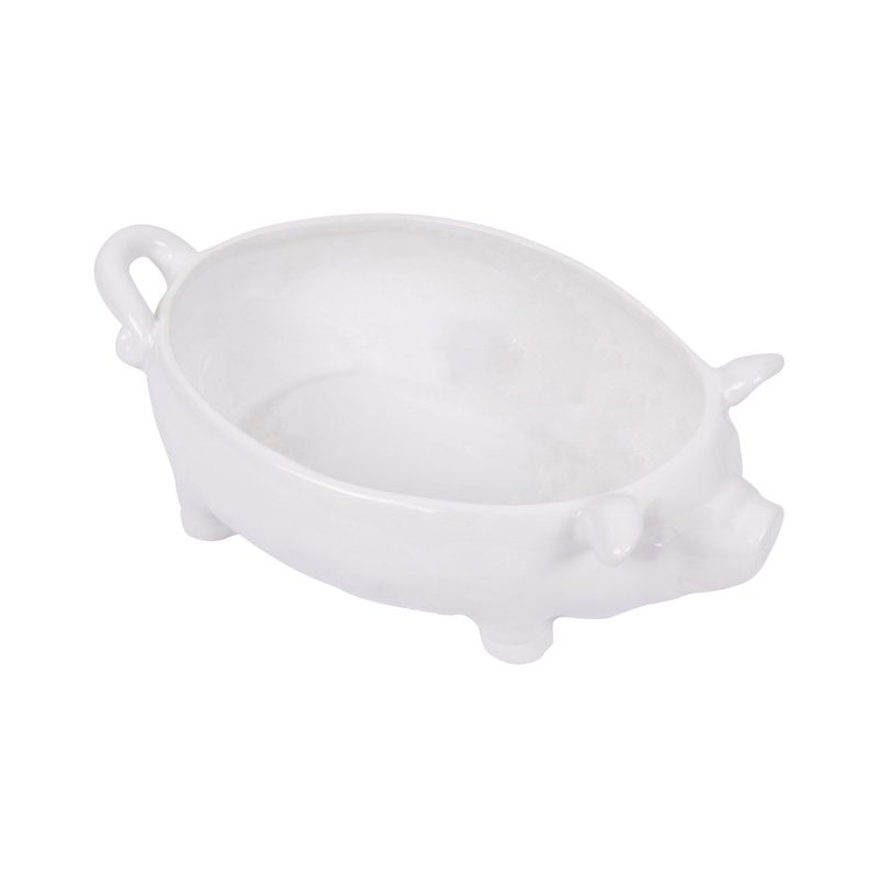 DA1000 White Ceramic Pig Shaped Bowl Side Above