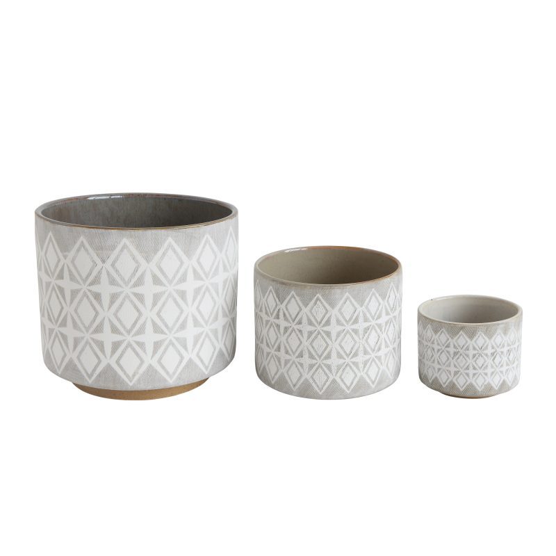 Grey White Stoneware Pots Main