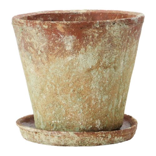 Large Round Terracotta Cement Planter with Saucer 2