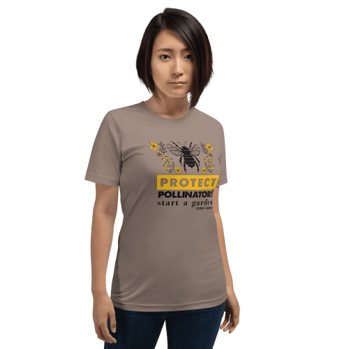 Protect The Pollinators Shirt Brown On Female Model