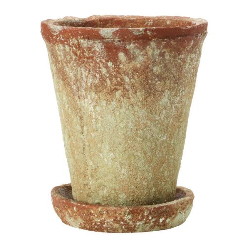 Round Terracotta Cement Planter with Saucer 3