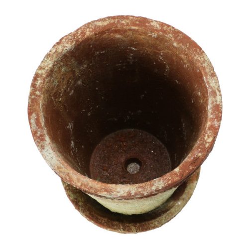 Round Terracotta Cement Planter with Saucer Above