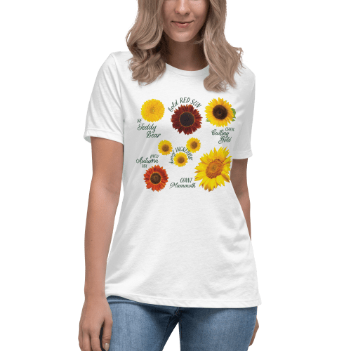 Sunflower Shirt White Front on Model