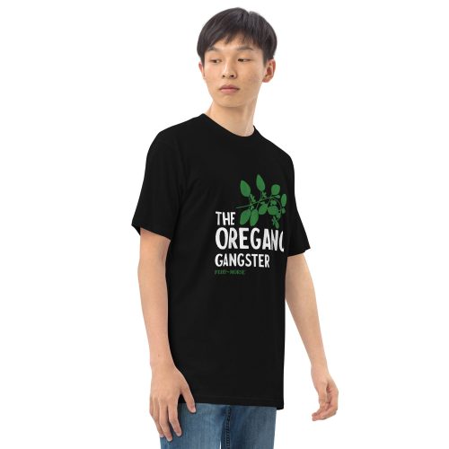 The Oregano Gangster heavyweight tee black right front