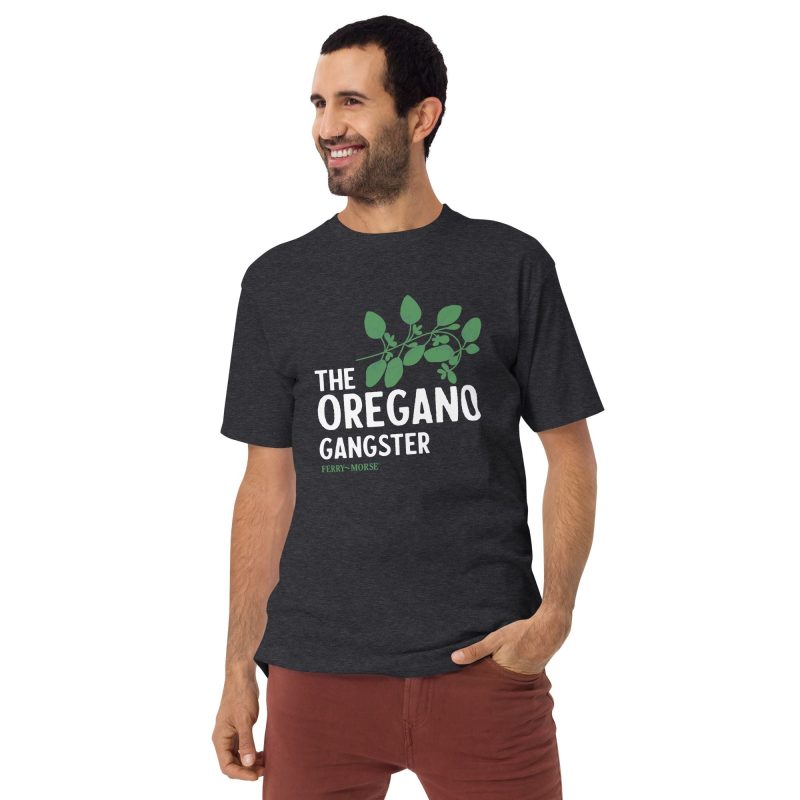 The Oregano Gangster Unisex T shirt Grey On Model