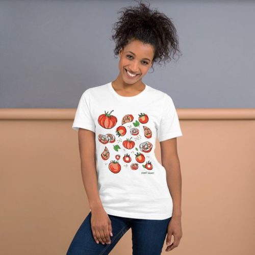 Tomato Lover Unisex T Shirt white on model