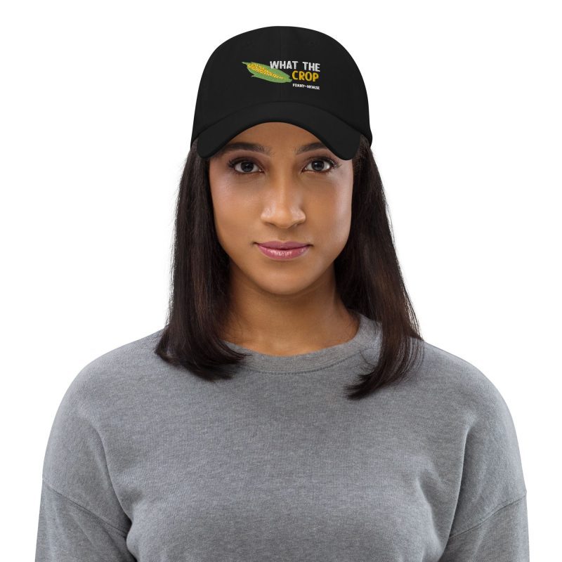 What The Crop Dad Hat On Model Black