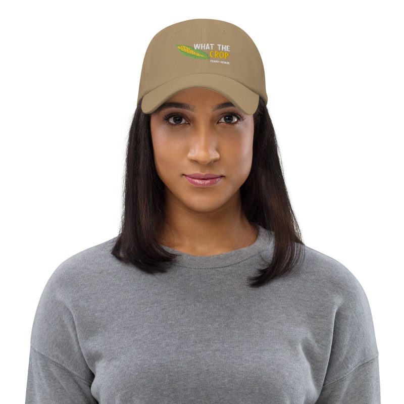 What The Crop Dad Hat On Model Khaki