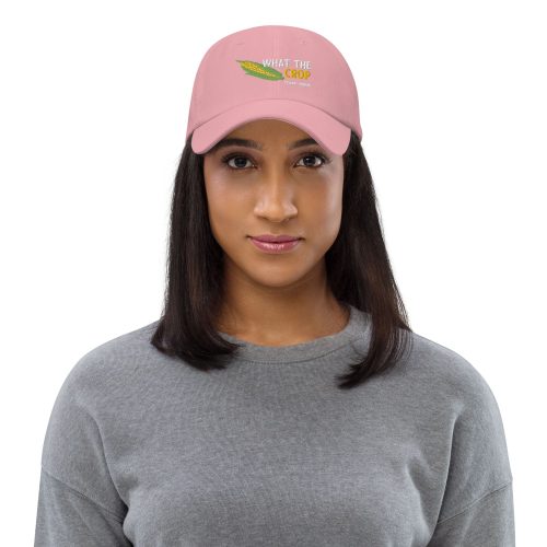 What The Crop Dad Hat On Model Pink