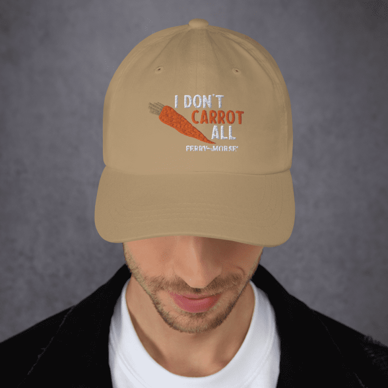 classic dad hat khaki front I dont carrot all on model