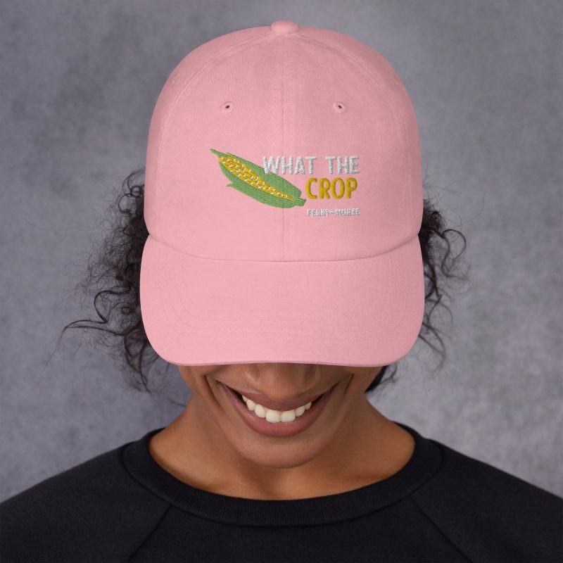 classic dad hat pink front what the crop