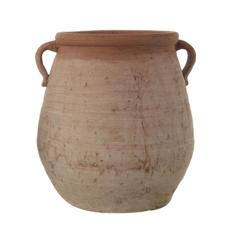 df0851 Large Orange Whitewashed Terracotta Urn