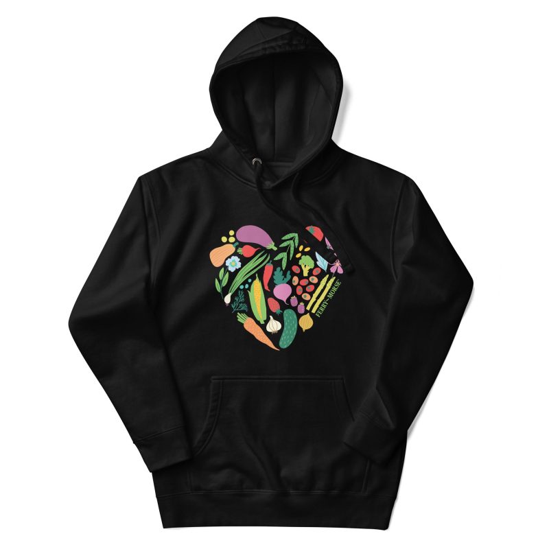 garden heart unisex premium hoodie black front 1