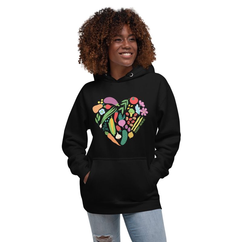 garden heart unisex premium hoodie black front