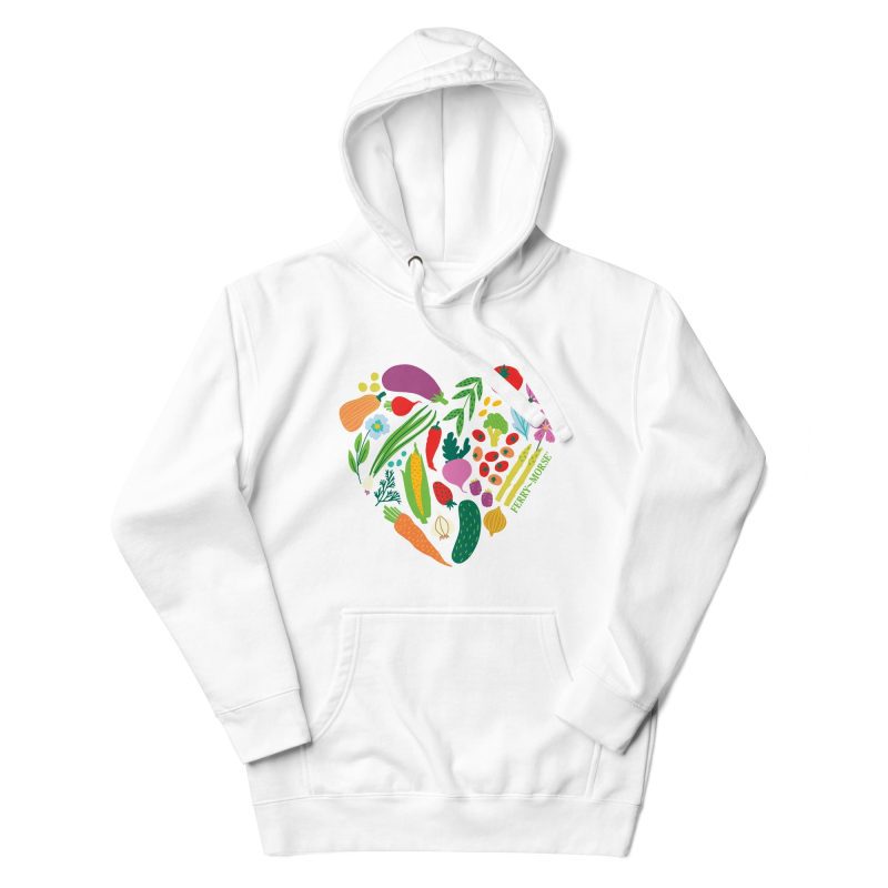 garden heart unisex premium hoodie white front