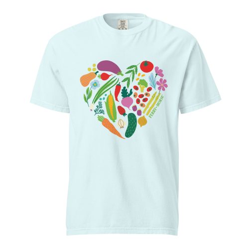 garden heart unisex garment dyed heavyweight t shirt chambray front