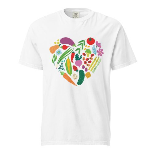 garden heart unisex garment dyed heavyweight t shirt white front