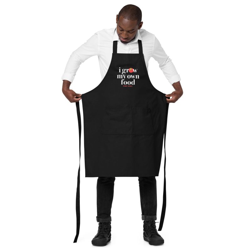 i grow my own food apron black front 2