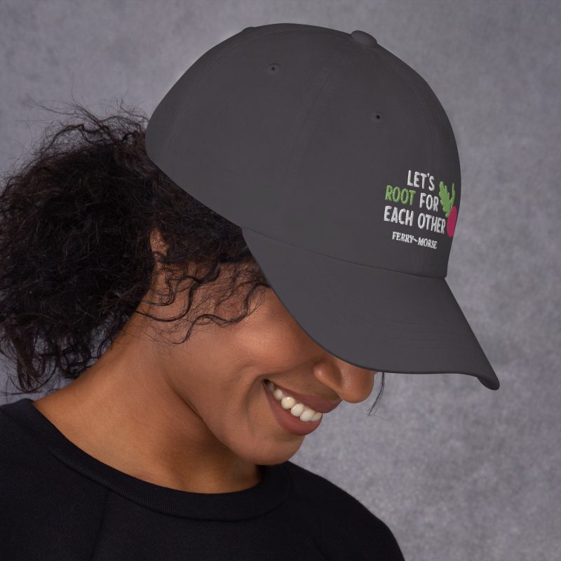 lets root for each other classic dad hat dark grey right side