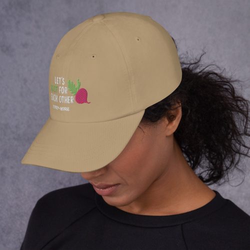 lets root for each other classic dad hat khaki left side