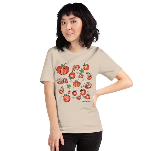 tomato lover unisex staple t shirt soft cream front on model