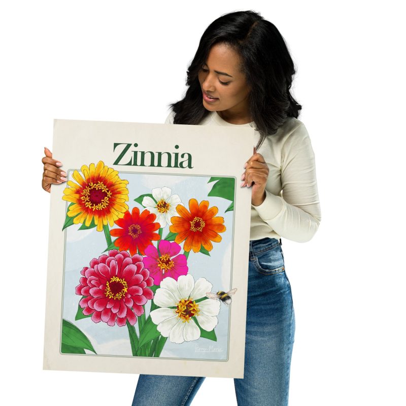 zinnia flowers poster enhanced matte paper poster in 16x20 front