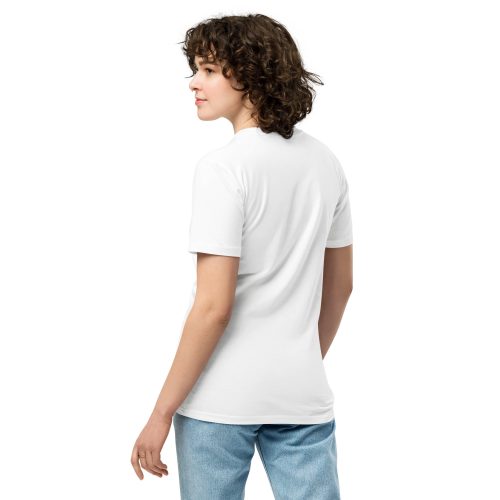 zinnia lover unisex premium t shirt white back on model 2