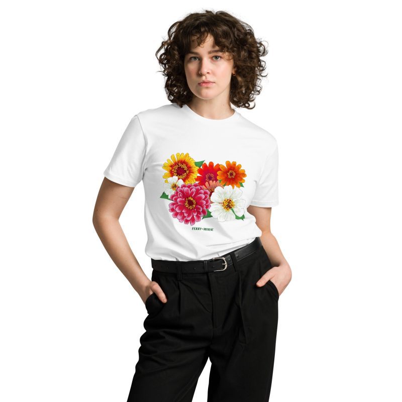 zinnia lover unisex premium t shirt white front on model 1